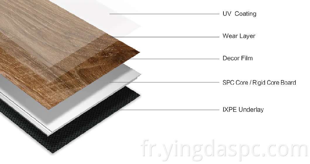 Plancher en vinyle imperméable avec couleur grise